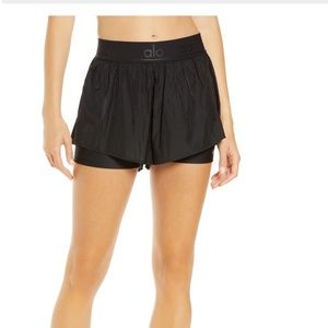 ALO Yoga High Waist Layered Nylon Shorts